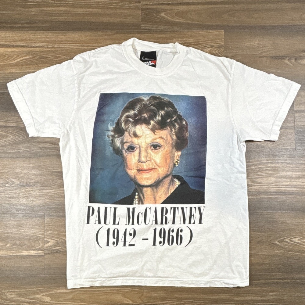 Feels So Good Paul McCartney Beatles Graphic Print White Crew Tee Shirt Size L